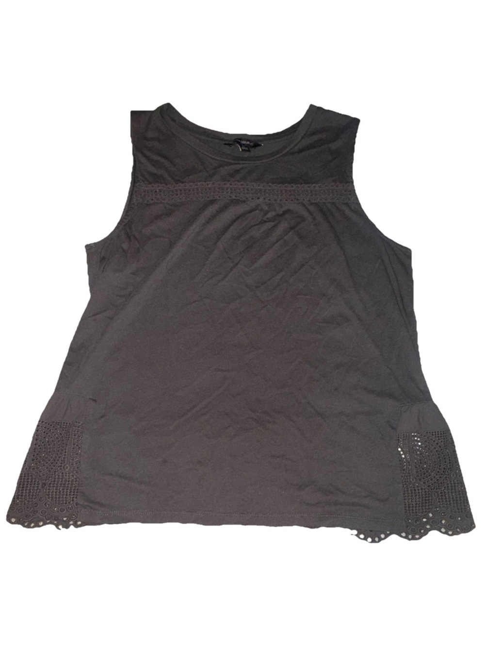 Banana Republic Black Crochet-Trim Sleeveless Tank